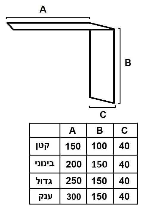 מחזיק מדף ברזל שחור - שרטוט