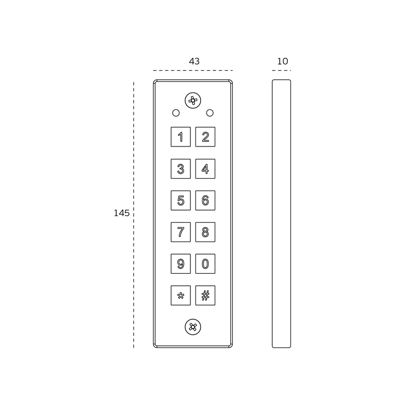 מקודד דיגיטלי חיצוני שטוח במיוחד לתנאי חוץ IP65 - שרטוט