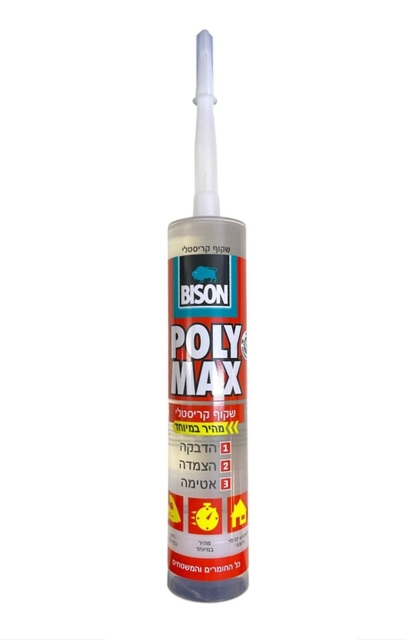 דבק איטום POLY MAX שקוף עם טיובה